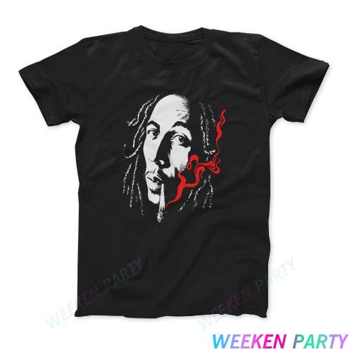 Bob Marley, the Godfather of Reggae, Bob Marley, the Hero of Jamaica, Commemorative Figure, European and American Round Neck Casual T-Shirt