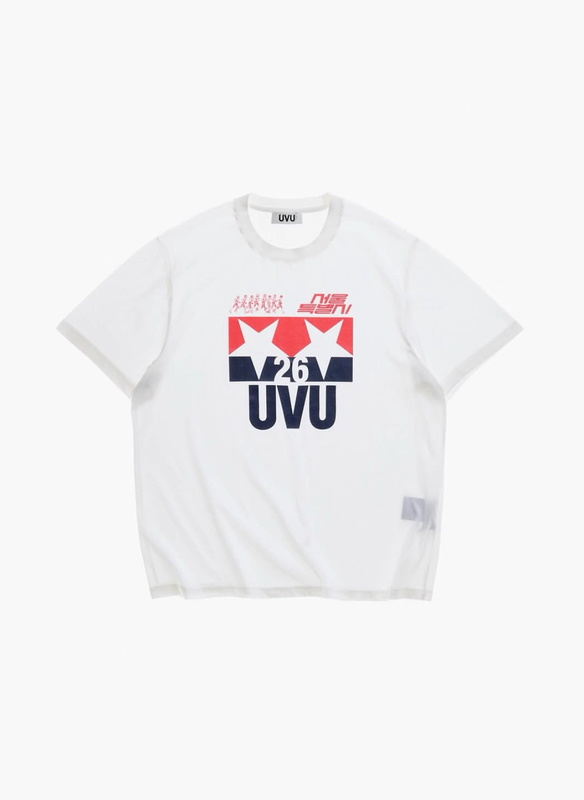 In-Stock Uvu 26Ss Seoul Store Exclusive Five-Pointed Star Print Crew Neck Loose Versatile Lightweight Short-Sleeve T-Shirt