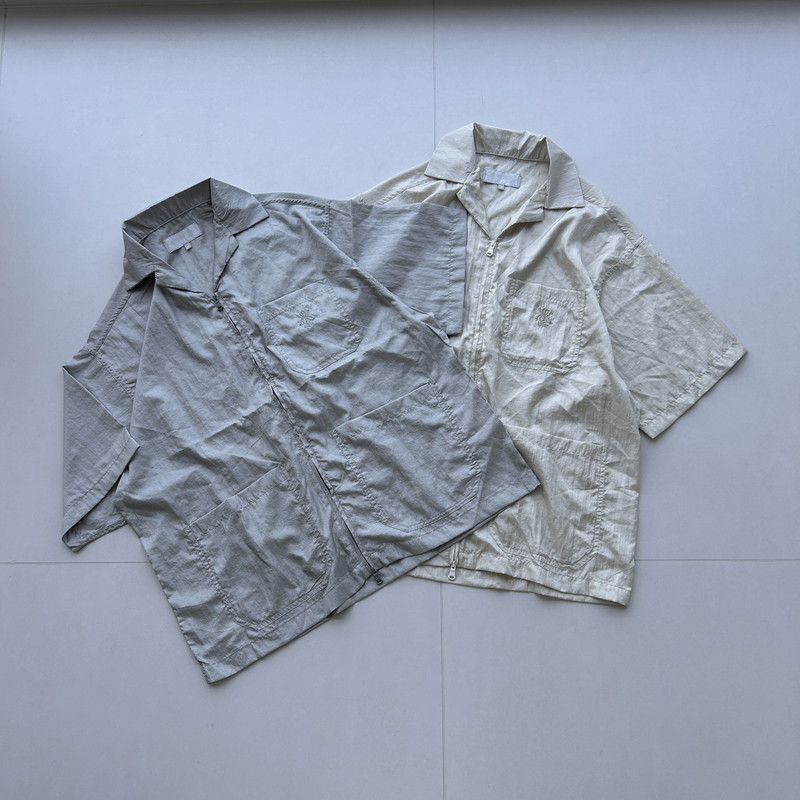 In-Stock Kith Washed Kaydin Full Zip Glossy Nylon West Coast Old Money Style Short Sleeve Shirt