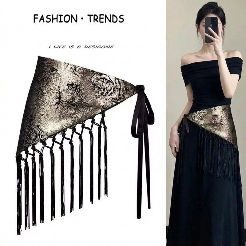 Triangular Scarf Belt Paired with a Skirt for Layering, High-End Waist Decoration, Waist Cincher for Women, Spring and Summer Fashion, Versatile