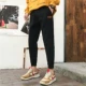 Cộng với quần nhung hậu thu và xu hướng quần nhung học sinh nam phiên bản Hàn Quốc của quần bó thể thao cotton 9 điểm quần túi hộp nam