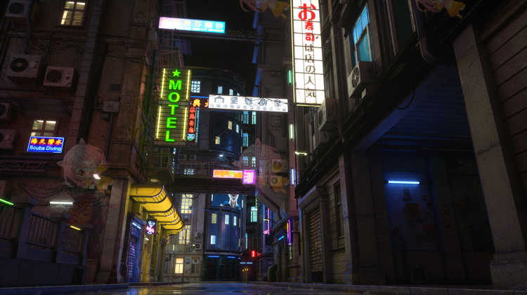 图片[5]-C4D霓虹灯赛博朋克夜景商业街城市场景模型设计素材OC源文件建模-cg男孩