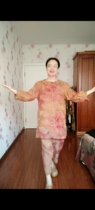 Silk red cloud gauze Mochi hand-painted top and ten pants set reversible ￥1990