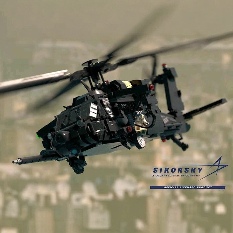 Mh60L Black Hawk Helicopter Infiltrator Brickmania High-Quality Building Block Replica Moc Third-Party Xh066