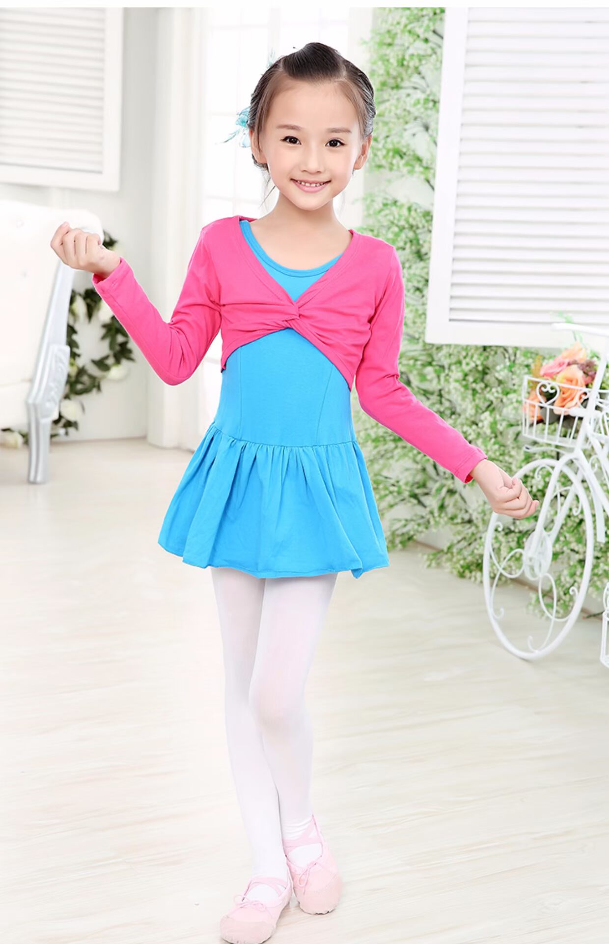 Quần áo trẻ em cô gái thực hành quần áo mùa thu dài tay cotton trang phục khiêu vũ trang phục khiêu vũ quần áo khăn choàng dày đầm đẹp cho be gái 7 tuổi