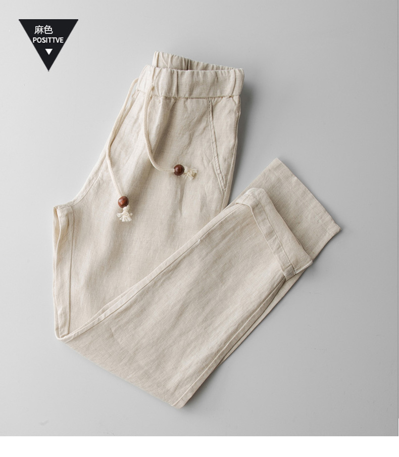 Quần linen Quần tây nam 2019 hè mới quần mỏng thẳng cotton trẻ trung và quần linen 9 quần nam - Crop Jeans quần thun nam