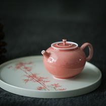Pink Pure Artisanal small teapot Jingdezhen Ceramic Gongfu tea with tea maker 180ml
