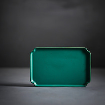 Honglu Ceramic Small Horn Dry Foam Pan Square Day Style Tray Pot with tea Snack Tray Fruit Pan Tea Table Bottom