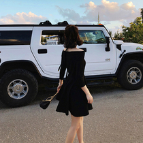 2021 Spring and autumn new Hepburn small black dress retro-style Temperament Han Version of the Waist Advanced Waistcoat Superior Sense Dress dress