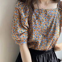 Going out short sleeve sweatshirt Snowjersey Femininity Lined with Fancy Fashion Square Collar 2021 Summer Casual Shirt Tide