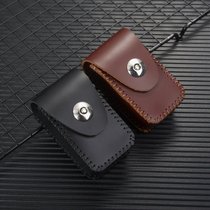 Cow Leather Glasses Case Hanging Belt Glasses Bag Genuine Leather Folding Old Flowers Mirror Waist Hanging Bag Can Hang Strap Portable Man