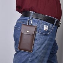 Suitable for Apple iPhonEXR XSMAX genuine leather phone bag wearing strap waist hanging bag ultra-thin vertical single layer male