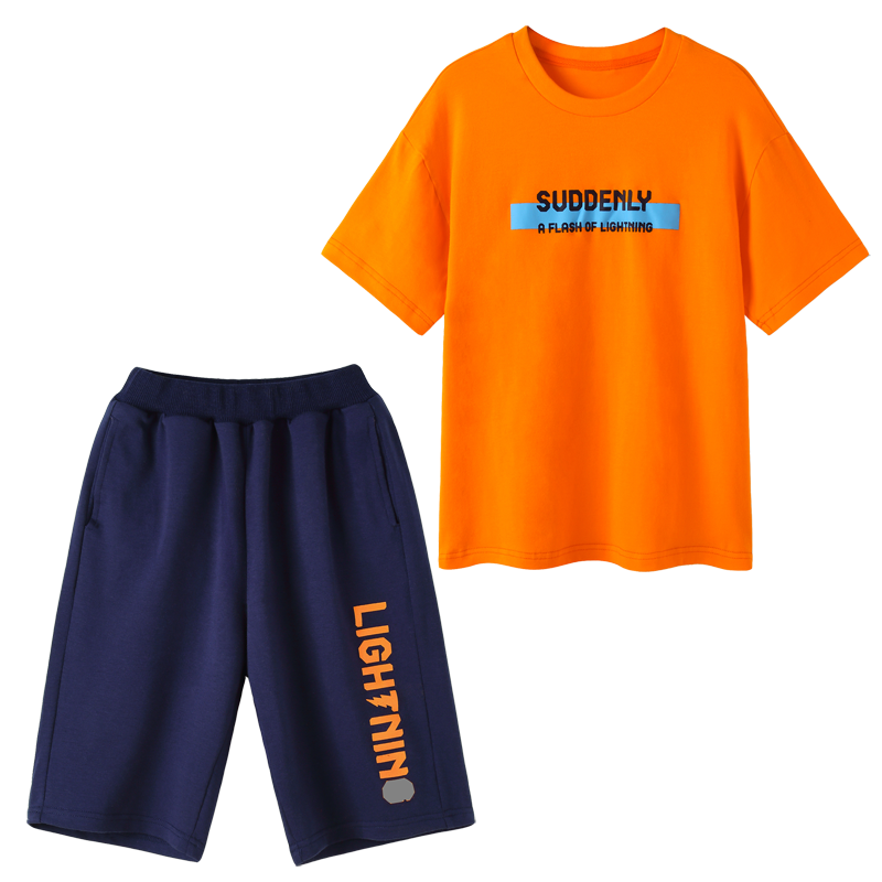 2023 new children's clothing Balasummer boy summer clothing two sets of children CUHK children's pure cotton suit shorts T-shirt-Taobao
