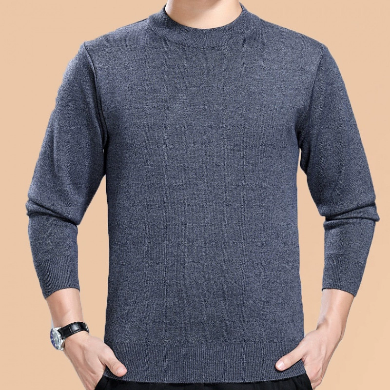 Áo len mùa đông 2019 cho nam màu đỏ mới phong cách lớn trung niên và người cao tuổi thường xuyên áo len cashmere thường xuyên kích thước lớn - Áo len Cashmere