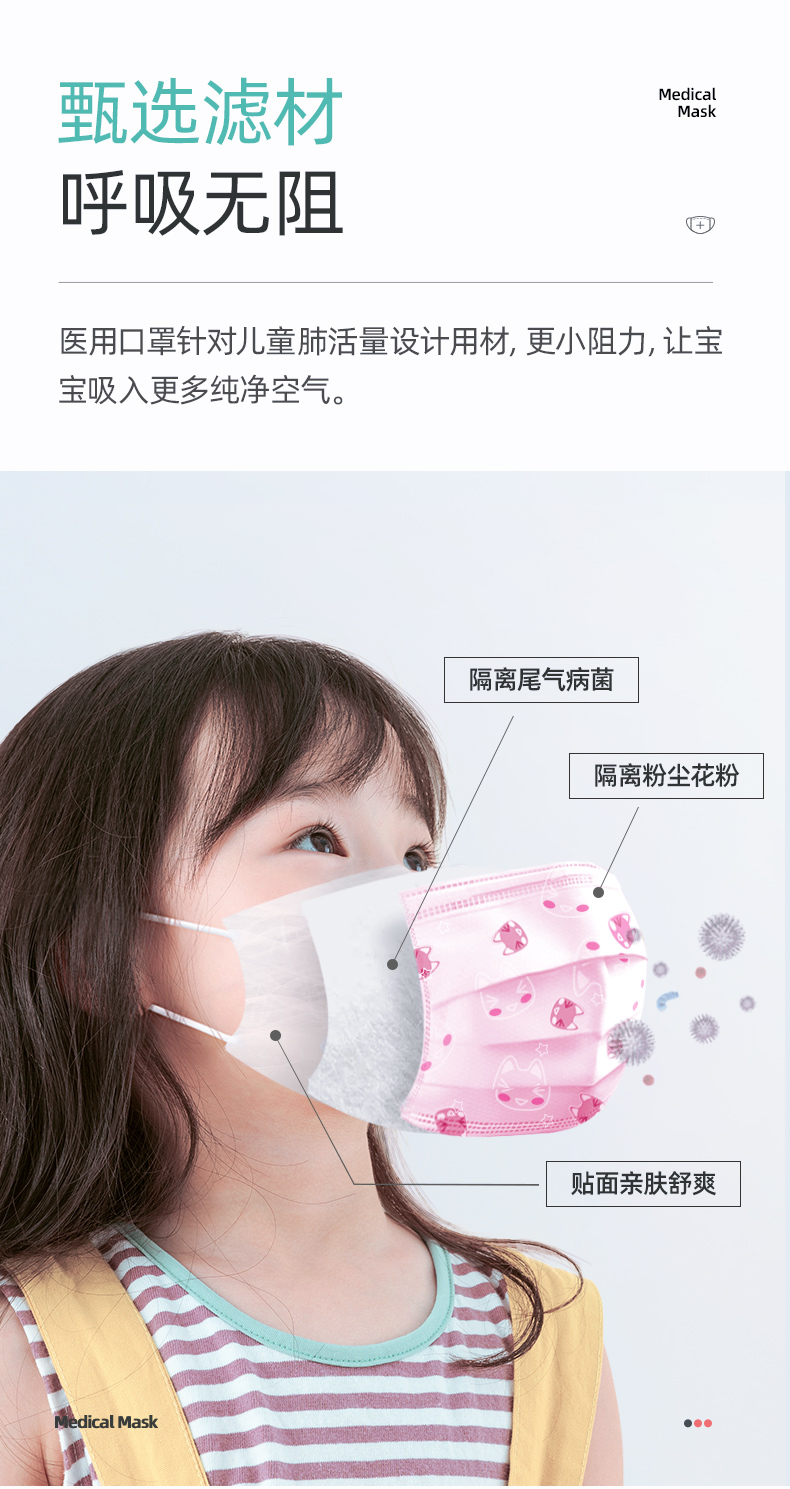 维德医疗 灭菌一次性医用级儿童口罩 100只 图9