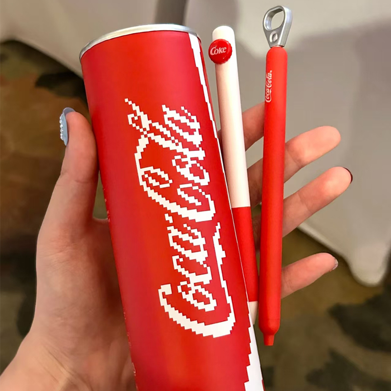 【Coca-Cola Limited Edition Collection】Kaco Coca-Cola Collaboration Coke Bear Gel Pen with Pull Ring, Creative High-Value Stress Relief Pen, Twist-To-Extend Mechanism, Quick-Dry Black Ink Pen for Writing and Exams
