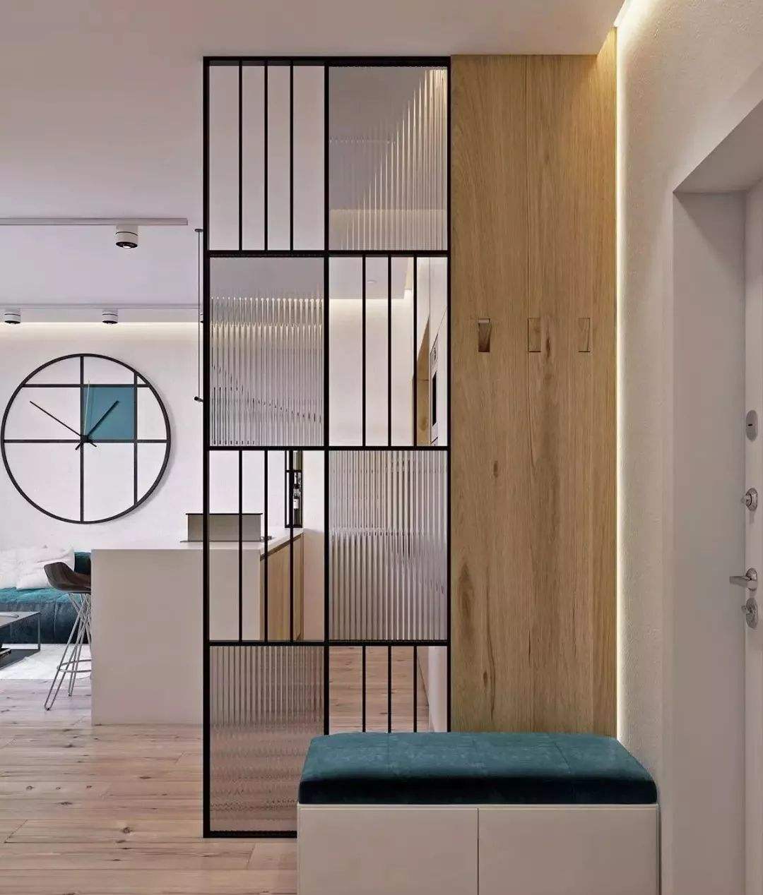 Changhong glass partition wall tempered shower room screen clamp pressing wave corrugated striped striped narrow frame porch