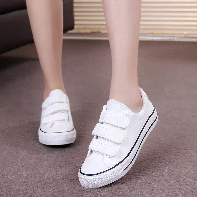 2018 junior high school students small white shoes women board shoes men's meeting white running shoes dance shoes adhesive tape cloth shoes female size