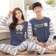 Bộ đồ ngủ mùa xuân và mùa thu đôi của phụ nữ cotton dài tay mùa hè nam kích thước lớn cotton dễ thương hoạt hình nhà dịch vụ phù hợp với phiên bản Hàn Quốc