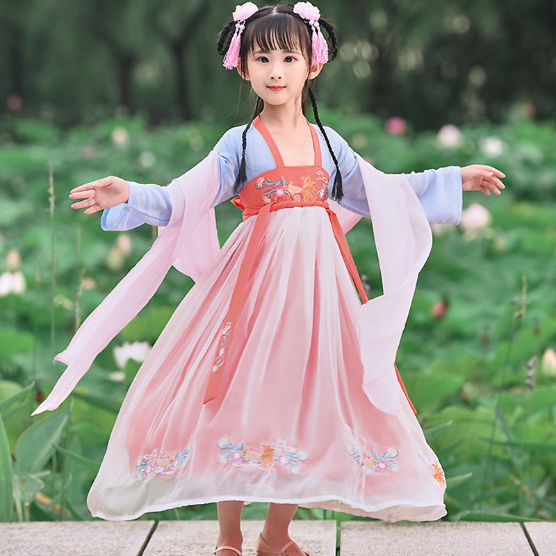 Children's Jacket Dresses Dresses Girl China China Wind Gusts Super Fairy Autumn Long Sleeves Ancient Wind Dress and Tang Costume Retro