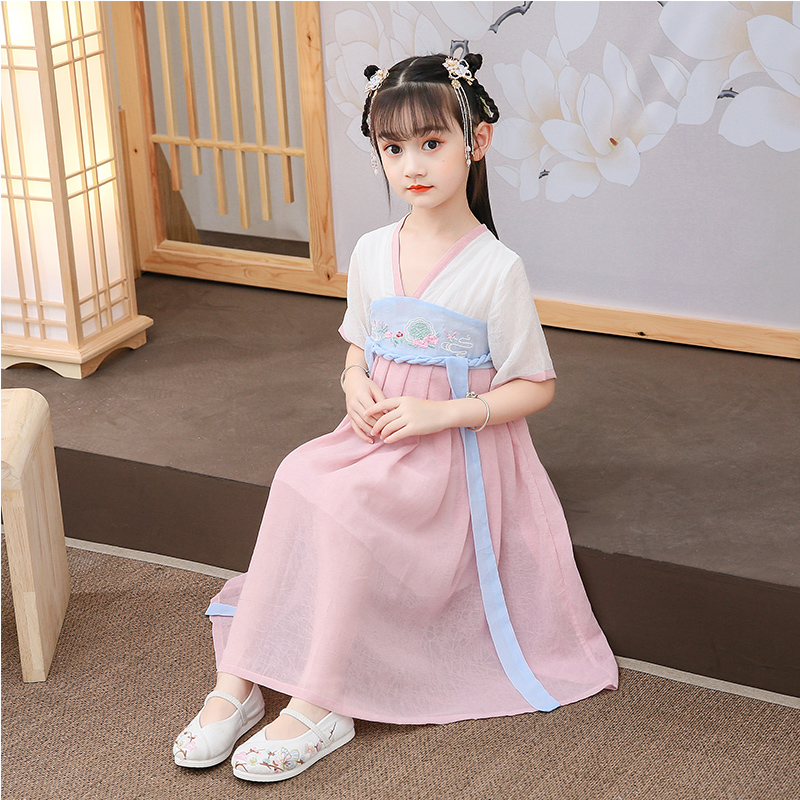 Children's Ru skirt Hanfu girls summer clothes short-sleeved Chinese style children's ancient costume sweat Yunxuan summer ancient style dress