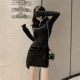 Mùa xuân mới 2020 váy gợi cảm không đều khí chất của phụ nữ bó sát mỏng chạm đáy mỏng gói hông váy nữ - Váy eo cao