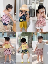 Cookie home baby dress 2019 summer New Baby floral sling jacket loose shorts set two pieces