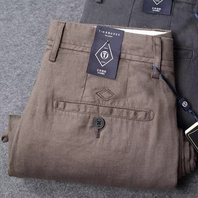 Summer Thin 100% Pure Linen Pants for Men, Straight-Leg, Loose, Breathable, Cool, High-End Men's Casual Long Pants Made of Cotton and Linen Summer Thin 100% Pure Linen Pants for Men, Straight-Leg, Loose, Breathable, Cool, High-End Men's Casual Long Pants Made of Cotton and Linen