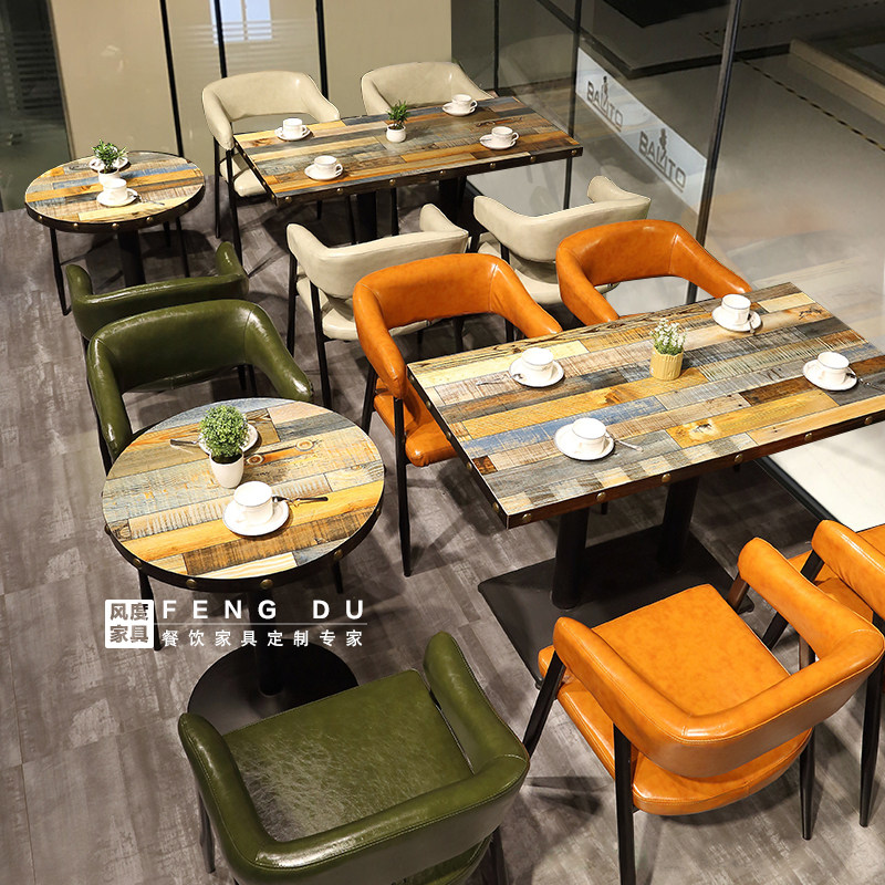 Vintage Western Cafe Table and Chair Clean Bar Industrial Ferrino Dessert Dessert and Chair Shop Simple Table and Chair Combination