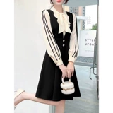 Демисезонное ретро платье, лонгслив, юбка, коллекция 2022, французский стиль