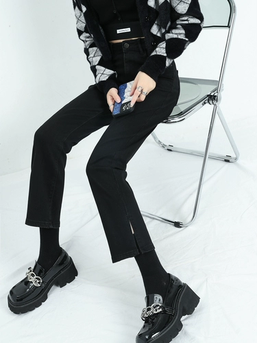 Флисовые джинсы с начесом, зимние штаны, свободный прямой крой, коллекция 2023, высокая талия