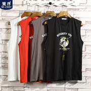 in cartoon Fat vest nam chất béo mùa hè đang lớn lỏng lẻo của Nhật Bản thủy triều sinh viên bf tay vai T-shirt