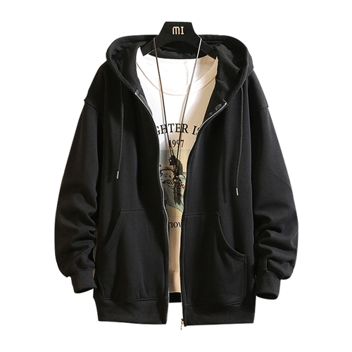 Мужская утепленная толстовка, трендовый лонгслив, кардиган для отдыха, в корейском стиле, оверсайз, большой размер