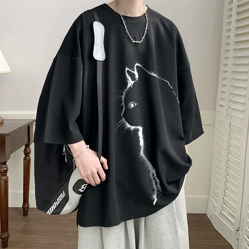 Летняя быстросохнущая шелковая трендовая дизайнерская футболка, оверсайз, короткий рукав, большой размер, тренд сезона