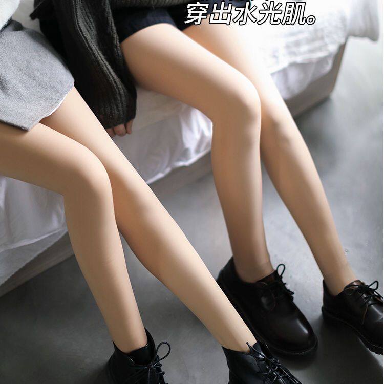 Water light socks large size autumn and winter single-layer one-piece bare legs naked sense artifact fat mm autumn and winter plus velvet thickened bottoming pantyhose