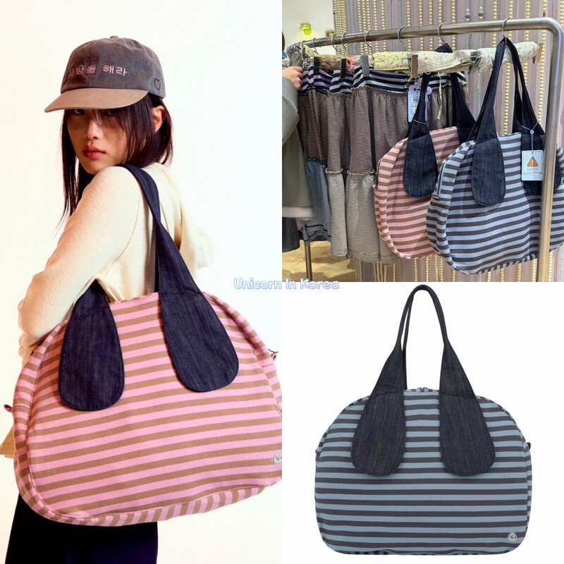 In Stock Coyseio 26 Spring/Summer New Vintage Striped Patchwork Color-Blocking Tote Shoulder Bag Handbag
