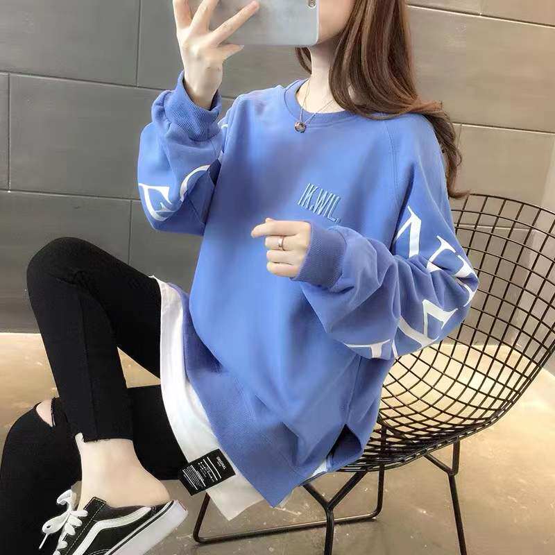 Pregnancy Woman Dress Spring Autumn Spicy Mother 2022 Annual Leave Two Loose Round Collar 100 Lap Thick Cotton T Spring Burst Pregnant pregnant woman blouses
