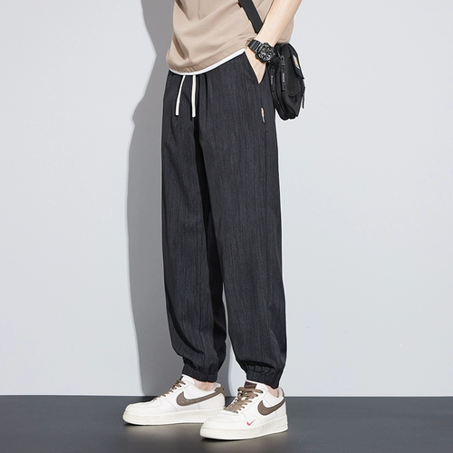 Шелковые летние спортивные дышащие быстросохнущие тонкие штаны, свободный крой