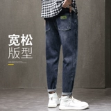 Утепленные джинсы с начесом, эластичные повседневные брюки, штаны, коллекция 2023, свободный прямой крой, осенние