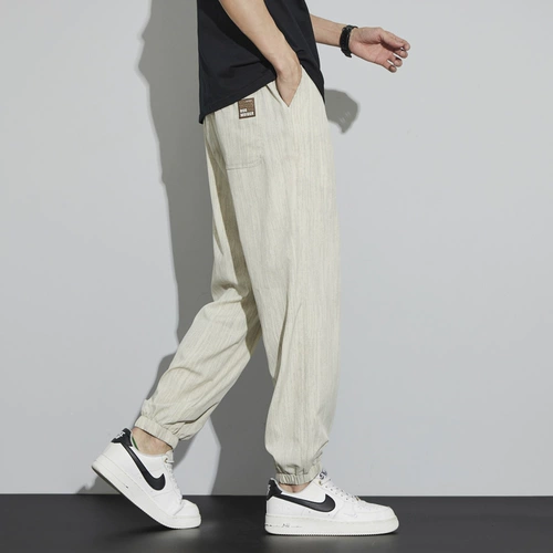 Шелковые летние спортивные дышащие быстросохнущие тонкие штаны, свободный крой