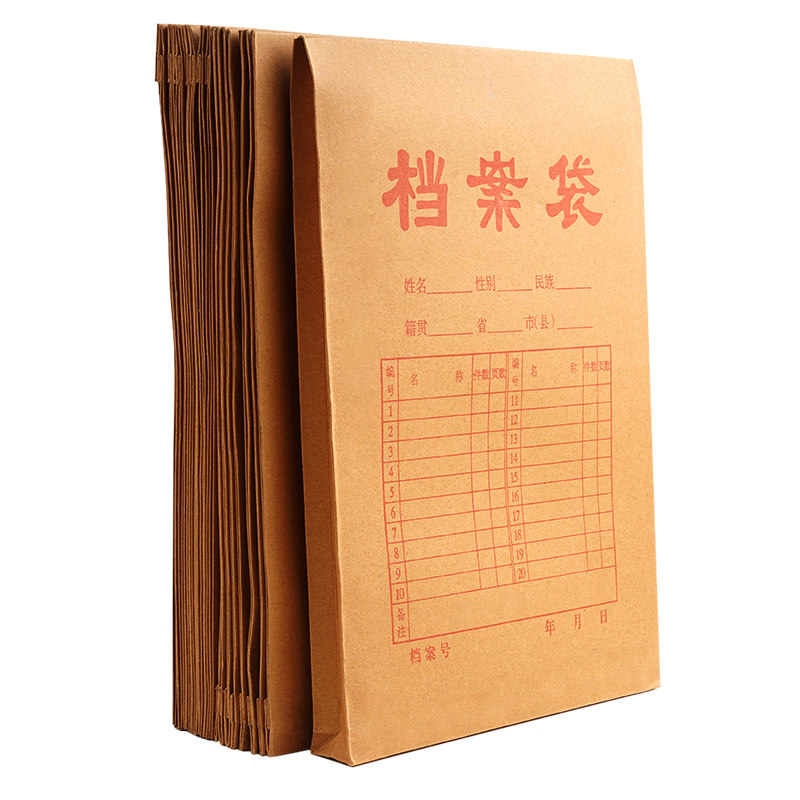 100 Kraft Document Bags, Kraft Paper File Bags, A4 Thickened Paper Bags for Party Member and Youth Member Information, Large Kraft Paper Bags for Tender Documents, Sealed Bags for Office Storage, Contract Bags, Large Capacity F2