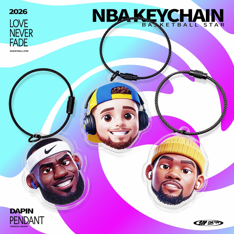 Nba Star Q-Version Creative Big-Headed Acrylic Keychain James Curry Kobe Durant