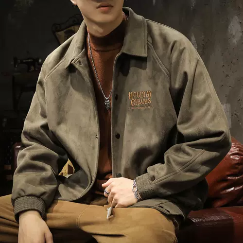 Демисезонная весенняя куртка, бархатная бейсбольная форма, в американском стиле, свободный крой