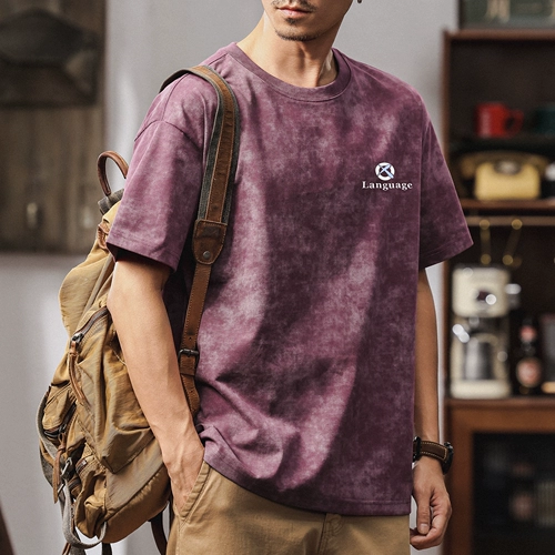 Хлопковая футболка с коротким рукавом, в американском стиле, изысканный стиль