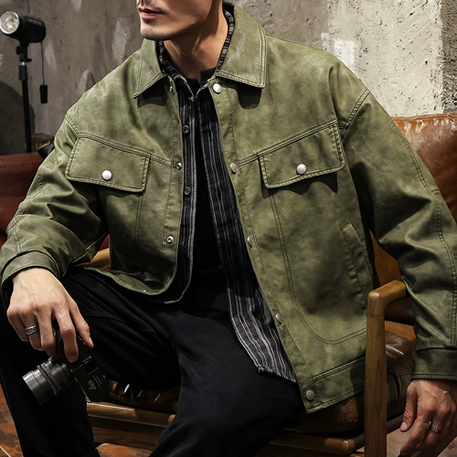 Tide, ретро полиуретановая демисезонная куртка, в американском стиле, оверсайз