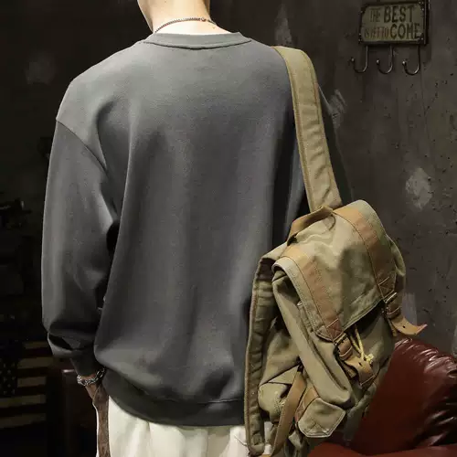 Дизайнерская толстовка, осенний лонгслив, в американском стиле, тренд сезона, круглый воротник, оверсайз