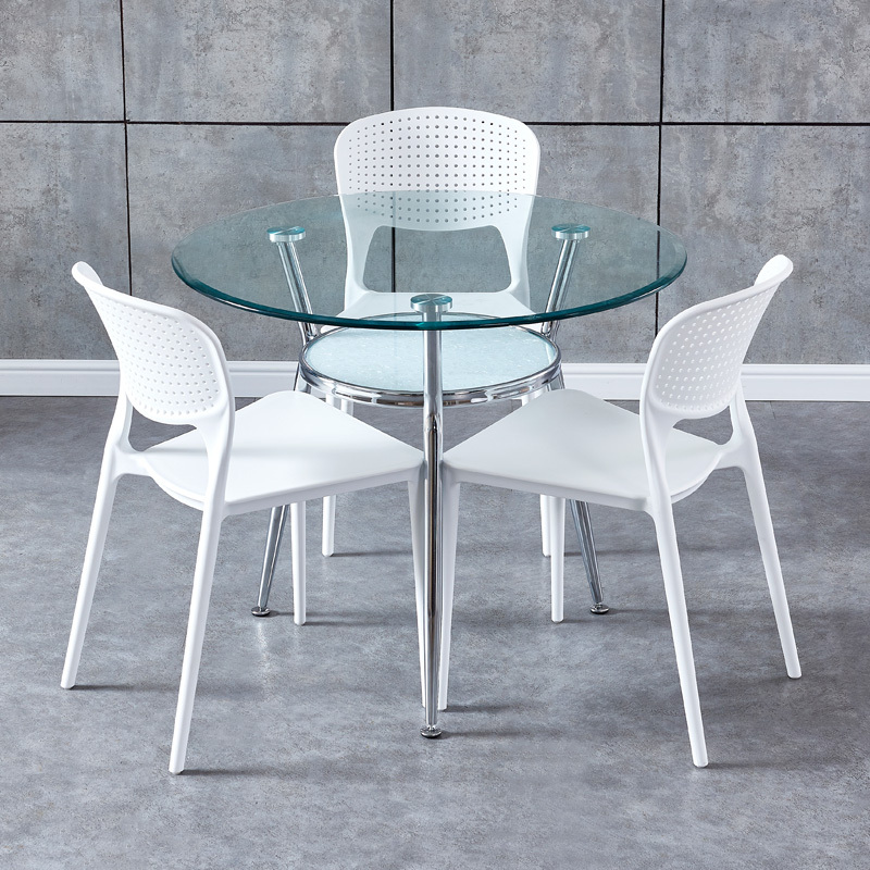 Tempered Glass Dining Table, Round Glass Table Top, Glass Round Table, Negotiation Table and Chair Set, Household Double-Layer Small Round Table, Glass Table Tempered Glass Dining Table, Round Glass Table Top, Glass Round Table, Negotiation Table and Chair Set, Household Double-Layer Small Round Table, Glass Table