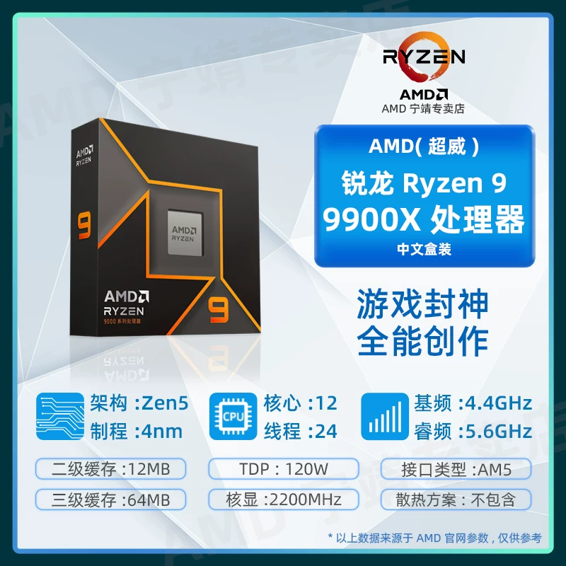 Процессор AMD Ryzen R5 9600X R7 9700X 9800X3D R9 9900X 9950X3D Boxed оптом AM5
