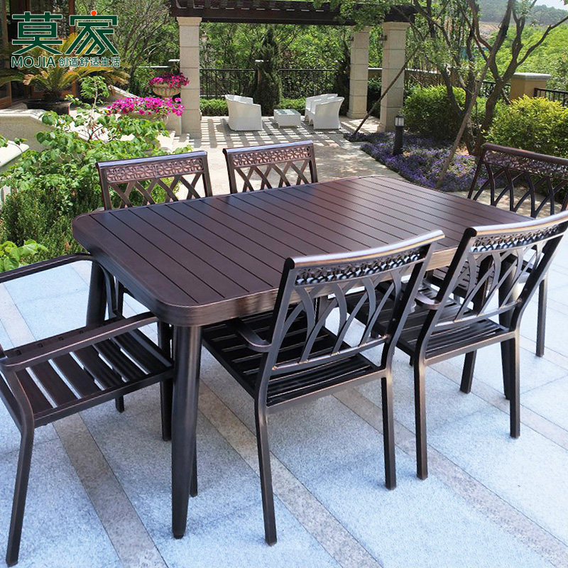 Mojia outdoor table and chair villa courtyard open-air balcony aluminum alloy leisure simple outdoor cast aluminum Nordic table and chairs