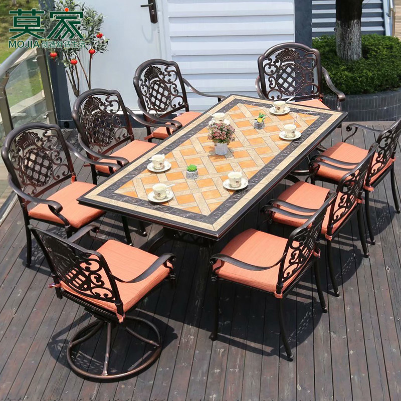 Outdoor table and table Courtyard Eu Style Villa Leisure Garden Balcony Home Iron Art Outdoor Five Pieces Casted Aluminum Table And Chairs